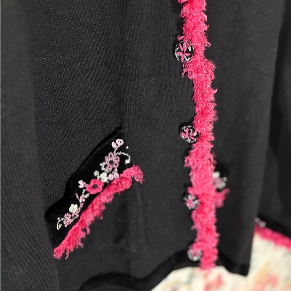 Vintage Storybook Knits Black and Pink Cardigan - Picture 5 of 13